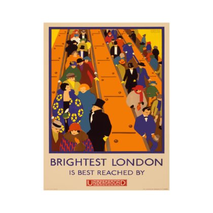 Mid century art deco London Underground poster, historic travel advert poster art deco period