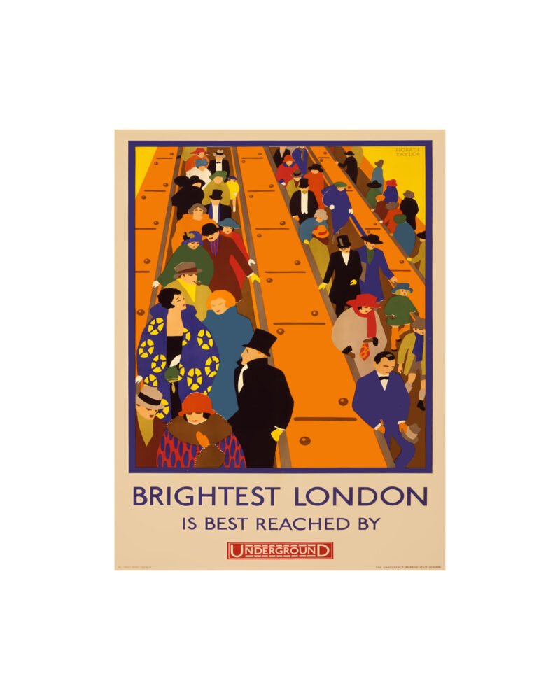 Mid century art deco London Underground poster, historic travel advert poster art deco period