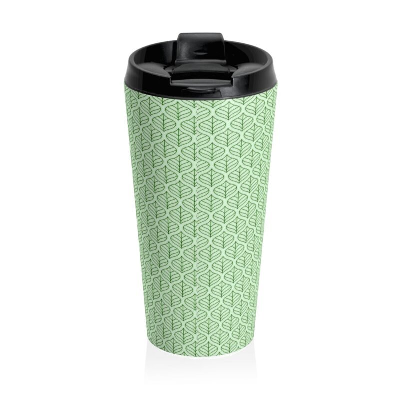 Green leaves design stainless steel travel mug