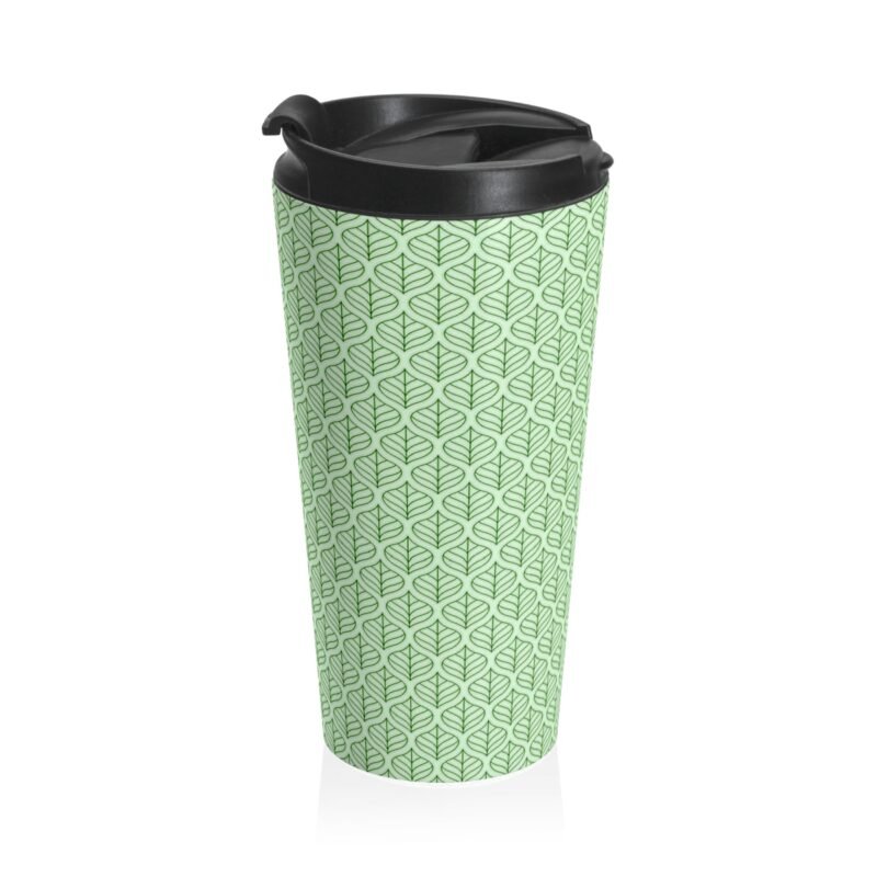 Green leaves design stainless steel travel mug