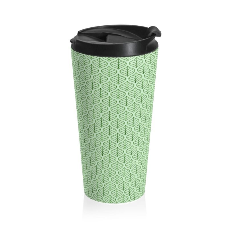 Green leaves design stainless steel travel mug