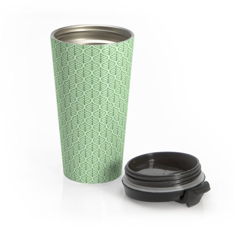 Green leaves design stainless steel travel mug