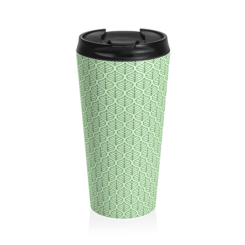 Green leaves design stainless steel travel mug