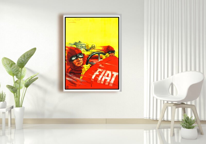 Vintage Fiat car racing poster