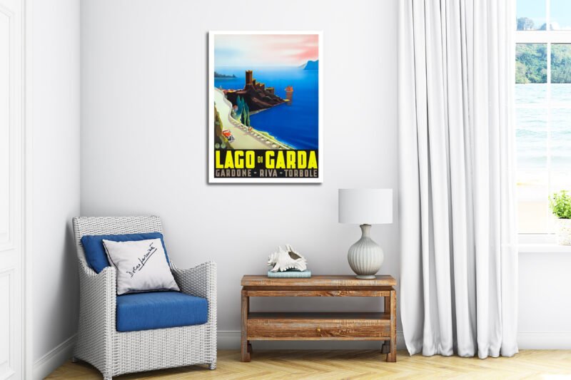 Vintage Lake Garda poster, Alfa car 1938