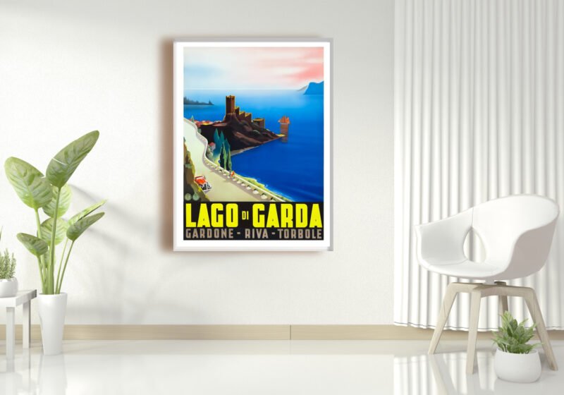 Vintage Lake Garda poster, Alfa car 1938