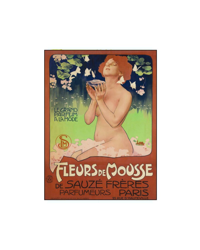 Vintage Art Nouveau, French Perfume Poster, Leopoldo Metlicovitz, Fleurs de Mouse