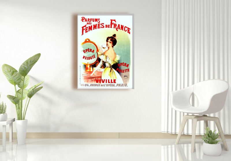 Vintage cosmetics print, French perfume poster