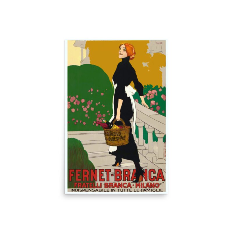 Fernet-Branca Vintage Poster print woman with basket