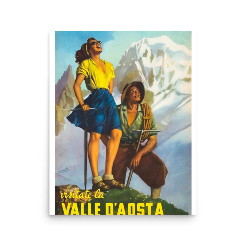 Vintage winter sports poster Val D'Aosta