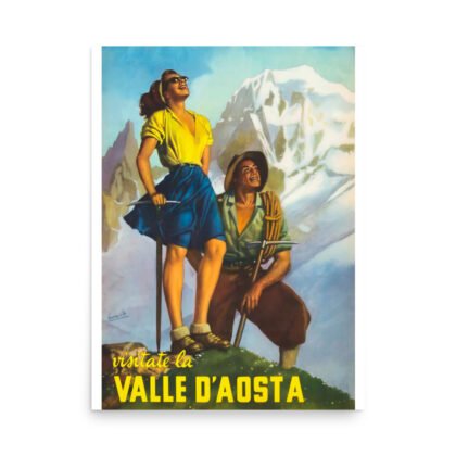 Vintage winter sports poster Val D'Aosta