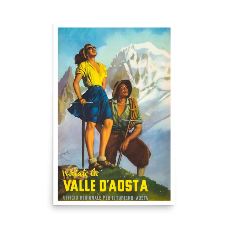 Vintage winter sports poster Val D'Aosta