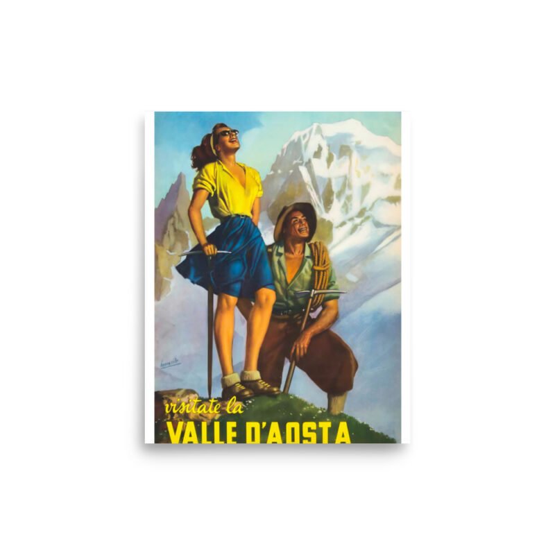 Vintage winter sports poster Val D'Aosta