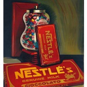 Chocolate Poster, Vintage Nestle Chocolate Print, Vintage Food And Drink Ad