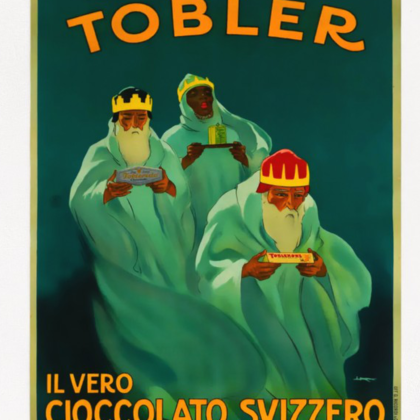 Charming Vintage Swiss Chocolate Poster for Your Christmas Decor