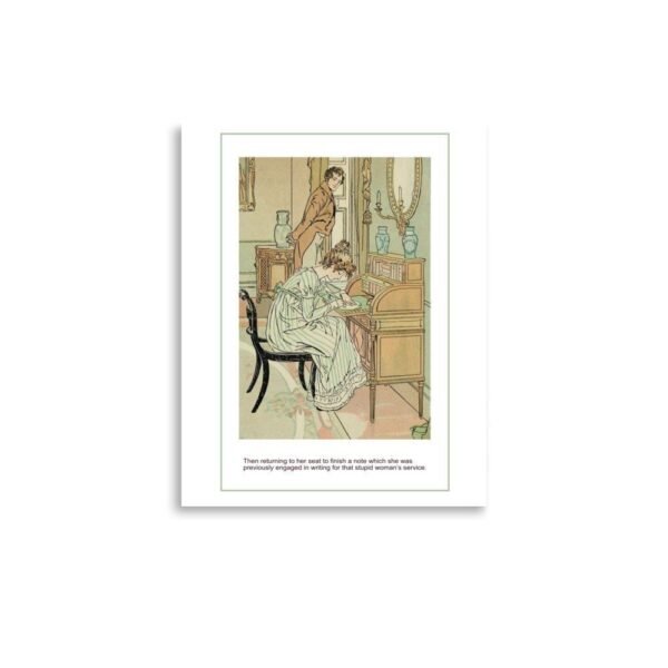 Vintage Print Jane Austen, Romantic Georgian, Colonial Print By Brock, Bookish Acadamia Art Poster