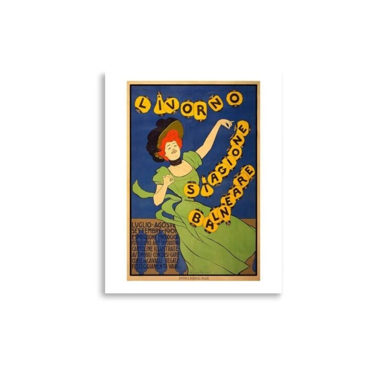 Vintage Italian Travel Advertising Poster, Print For Livorno Bathing Season, Vintage World Travel Poster