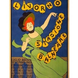 Vintage Italian Travel Advertising Poster Print For Livorno Bathing Season, Vintage World Travel Poster