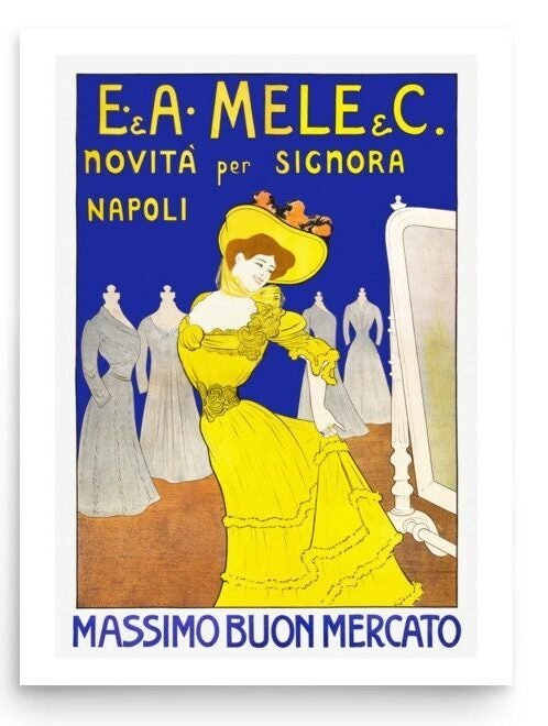 Vintage Italian Advertising Poster, Napoli Fashion Ad Print, Naples Wall Art