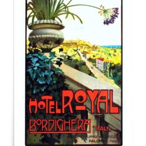 Hotel Royal Bordighera, Italy Vintage Italian Travel Poster Matte Poster Paper World Travel Gift For Travellers Historic Italy Travel Print