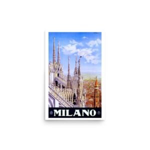 Milan Poster, Milano Vintage Travel Print, Vintage Italy World Travel Poster, Art Deco Printed Poster