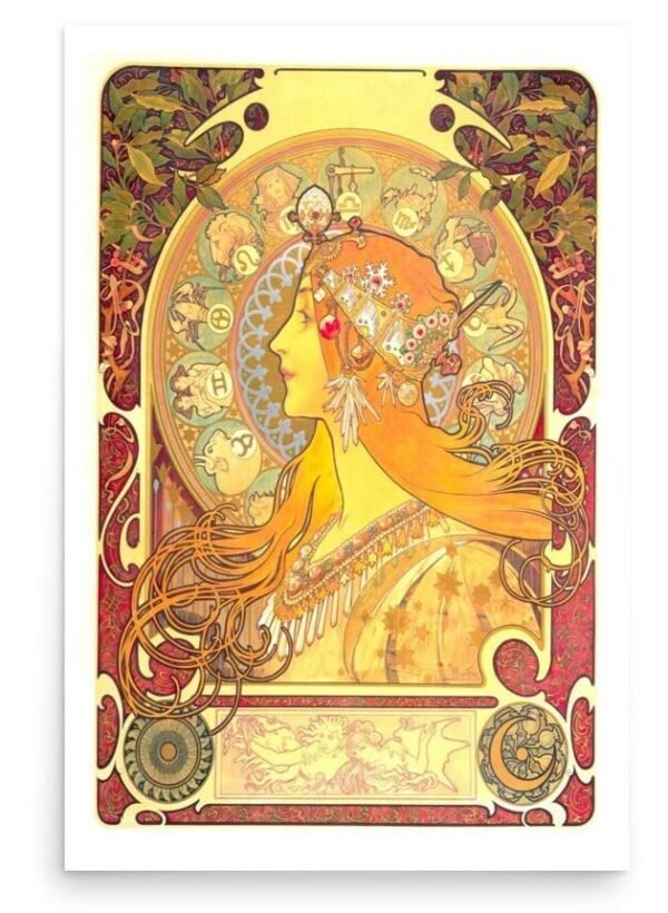 Alphonse Mucha Zodiac Print , Art Nouveau Poster Of The Zodiac,  Astrology Gift Idea