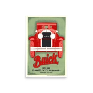Vintage French Car Advertisement Poster, Buick Car Ad Print, 1929 Car Advert Poster, General Motors Red Car Buick Poster