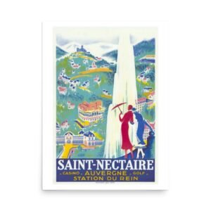 Saint Nectaire Vintage French Poster, Auvergne, Casino, Golf, Station Du Rein, Art Deco World Travel Print, Gift  Idea For Travellers