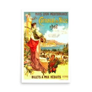 Nice Carnaval Poster, 1902 France, PLM Vintage Travel Poster, World Travel Print, Vintage Entertainment Poster, Gift Idea, Wall Decor