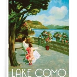 Lake Como Poster, Lierna, Italy Print, Vintage Wall Art, Italy World Travel Poster