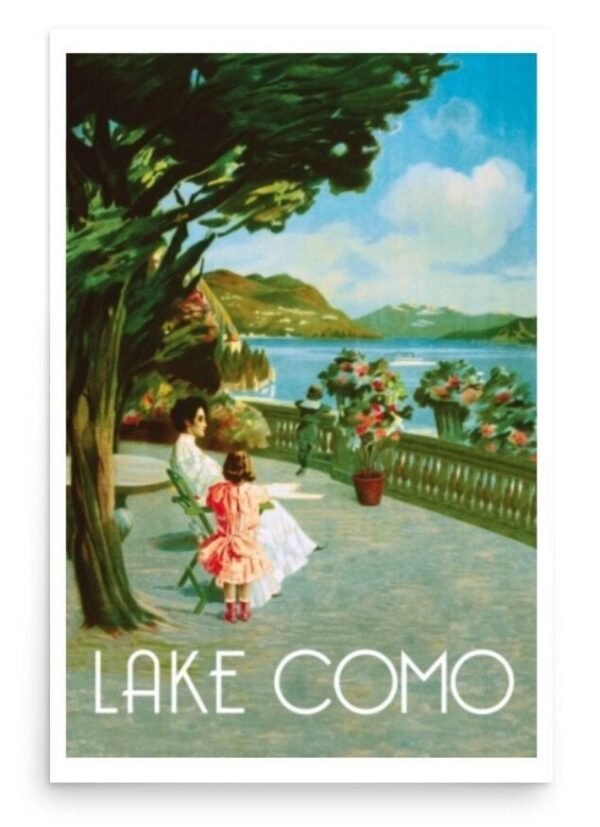 Lake Como Poster, Lierna, Italy Print, Vintage Wall Art, Italy World Travel Poster