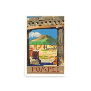 Pompeii Travel Poster, Vintage Italian Tourism Poster, World Travel Print, Italy Tourism Print, Pompei Print
