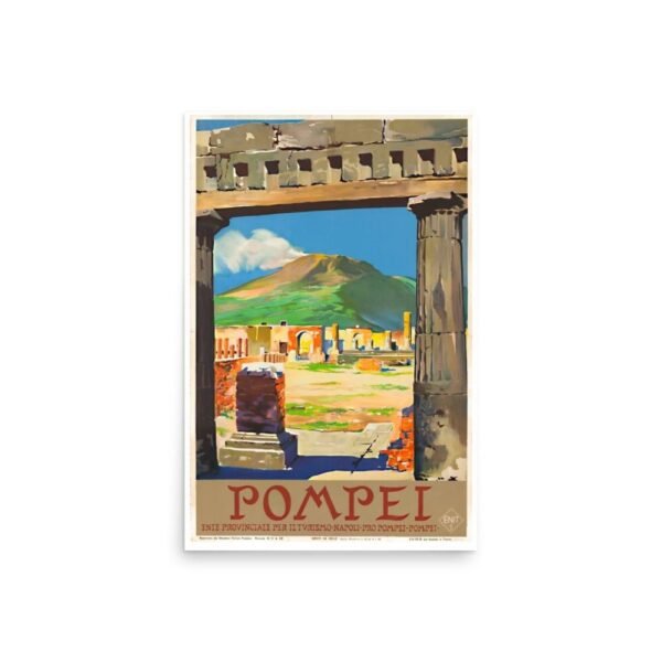 Pompeii Travel Poster, Vintage Italian Tourism Poster, World Travel Print, Italy Tourism Print, Pompei Print