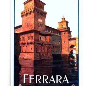 Vintage Italian Travel Poster Of Ferrara Italy, Vintage World Travel Print, Historic Italy Travel Poster