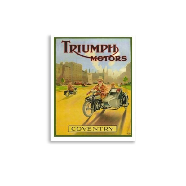 Vintage Triumph Motors Poster, Triumph Coventry Motorcycle Print, Pre-War Vintage Poster Print