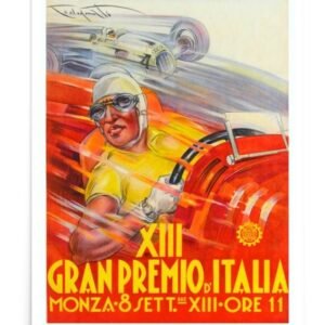 Vintage Grand Prix Poster, Racing Car Print Monza, Italian Motor Race Print