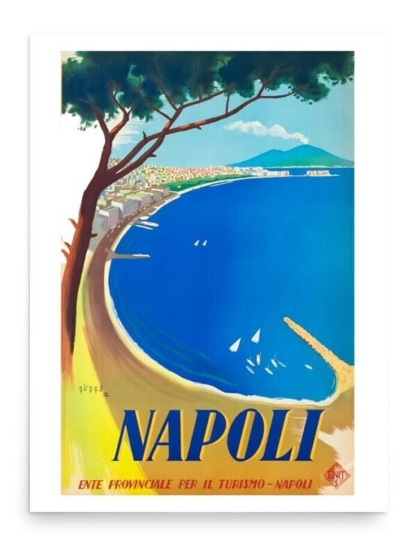 Vintage Napoli Travel Poster, Naples Italy Print, Vintage ENIT Italian Travel Poster, Retro Art Deco Travel Picture, Italy Wall Art