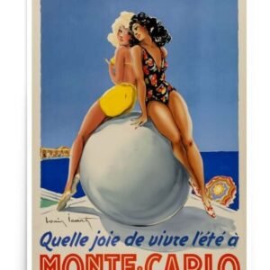 Monte Carlo Poster, Vintage French Travel Poster, Monaco Poster, France Beach Picture