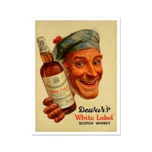 Dewar's Scotch Whisky, White Label Food & Drink Poste,r Vintage Ad Print, Whisky Lovers Gift