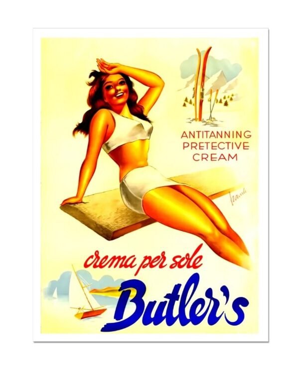 Butler's Sun Cream Vintage British Ad Poster