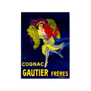 Cognac Gautier Poster,Freres Vintage Food & Drink Poster, Vintage French Advert Poster, Cognac Advert Poster.