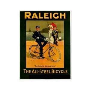 Raleigh Poster , The All Steel Bicycle Vintage Ad, Poster Print, Cycling Poster, Historic British Advertising Poster