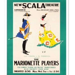 Vintage Theatre Poster, New Scala Theatre, The Marionette Players, Poster Print, Historic Theatre Enternainment Poster