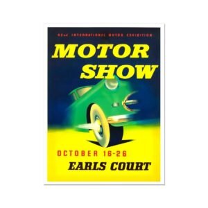 Earls Court Motor Show, Vintage British Ad Poster, UK Car Show, Historic Motor Poster, 1957 Motor Exhibition Poster