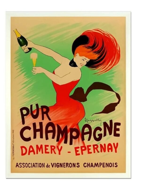 Champagne Poster, Damery Epernay Vintage French Drink Advert Poster, Food And Drink Print