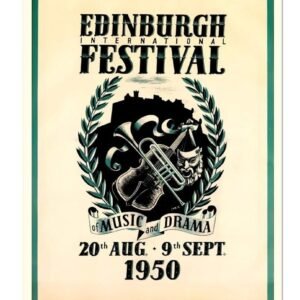 Edinburgh International Festival Of Music And Drama, Vintage British Travel Ad Poster, Tourism Poster, Edinburgh Festival Poster