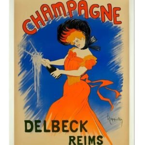 Champagne Poster, Delbeck Reims Vintage French Drink Advert Poster, Food And Drink Poster,  Kitchen Bar Print