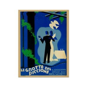 Le Grotte Del Piccioni, Vintage Italian Travel Poster, Italian Tourism Print For Le Grotte Del Piccione
