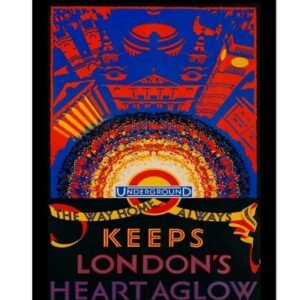 London Underground Poster, The Way Home Keeps London's Heart Aglow,  Vintage London Tourism Poster