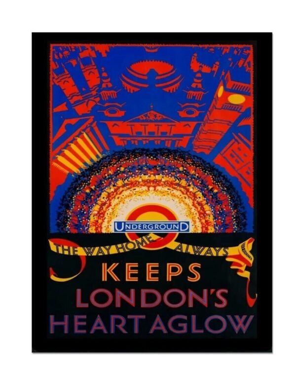 London Underground Poster, The Way Home Keeps London's Heart Aglow,  Vintage London Tourism Poster